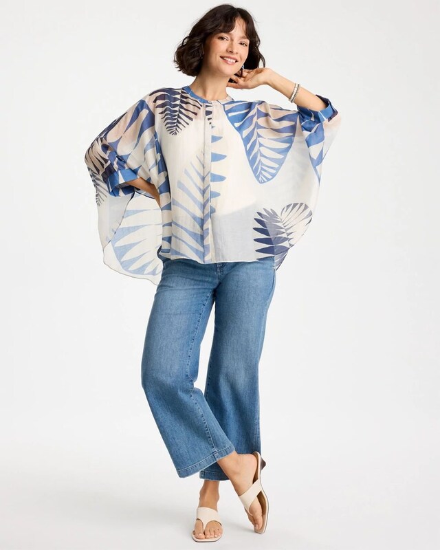 Palm Frond Short Poncho - image 2